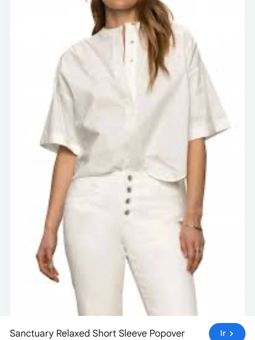 Sanctuary White Short-Sleeve Relaxed Popover Shirt